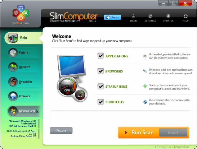 SlimComputer — удобное удаление ненужных программ