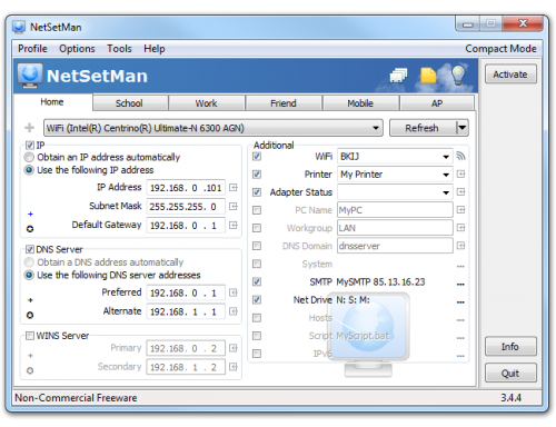 NetSetMan - главное окно