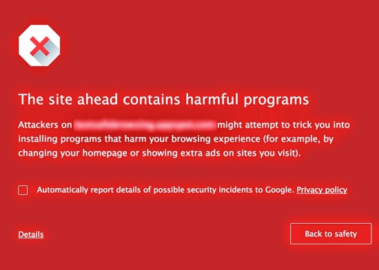 Предупреждение Google Chrome